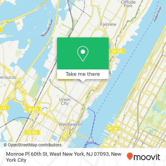 Monroe Pl 60th St, West New York, NJ 07093 map