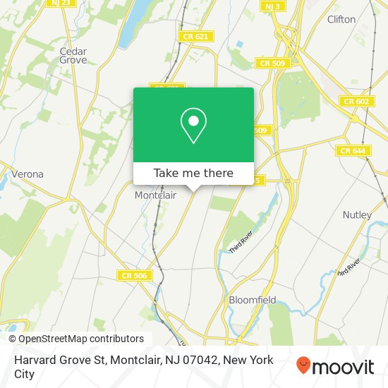 Harvard Grove St, Montclair, NJ 07042 map