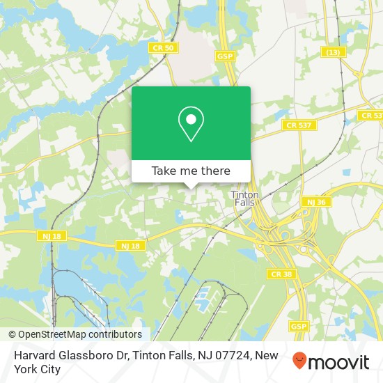 Harvard Glassboro Dr, Tinton Falls, NJ 07724 map