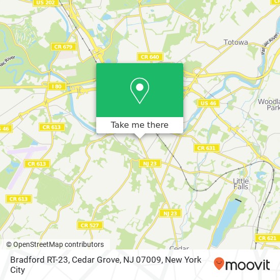 Mapa de Bradford RT-23, Cedar Grove, NJ 07009