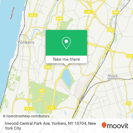 Mapa de Inwood Central Park Ave, Yonkers, NY 10704