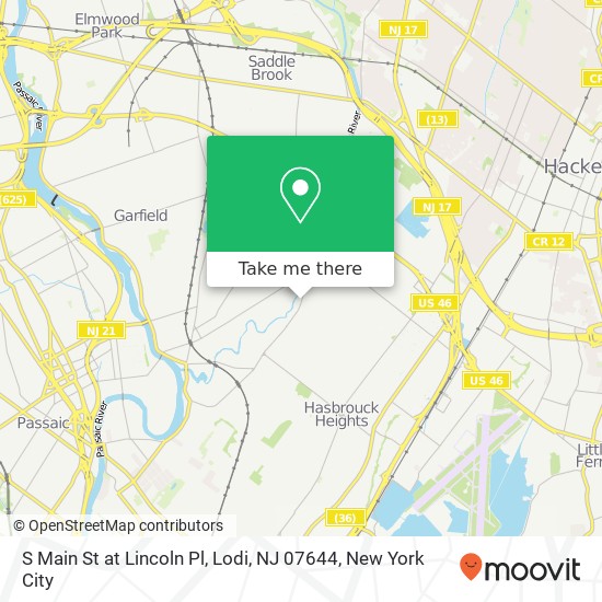 Mapa de S Main St at Lincoln Pl, Lodi, NJ 07644