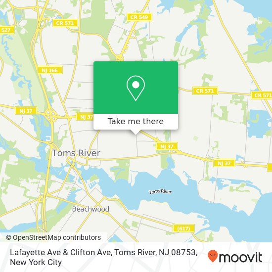 Mapa de Lafayette Ave & Clifton Ave, Toms River, NJ 08753