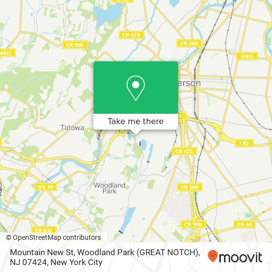 Mountain New St, Woodland Park (GREAT NOTCH), NJ 07424 map