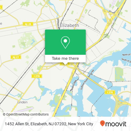 Mapa de 1452 Allen St, Elizabeth, NJ 07202