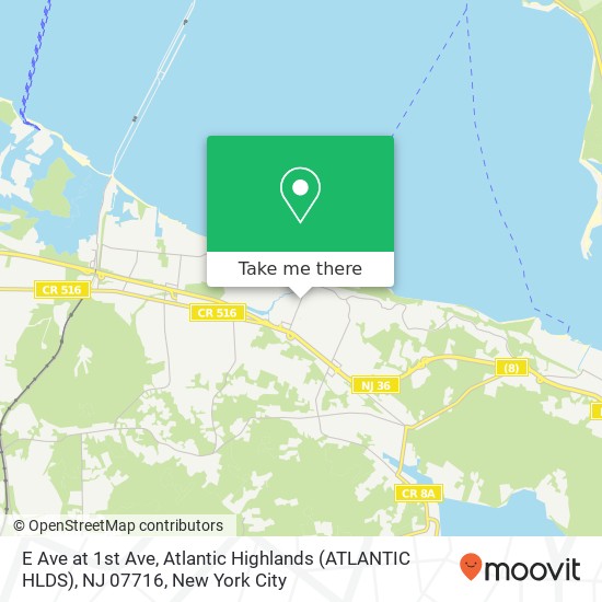 Mapa de E Ave at 1st Ave, Atlantic Highlands (ATLANTIC HLDS), NJ 07716
