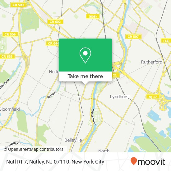 Mapa de Nutl RT-7, Nutley, NJ 07110