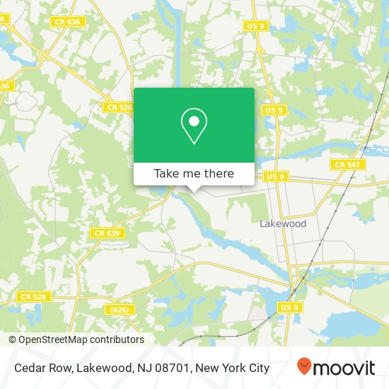 Mapa de Cedar Row, Lakewood, NJ 08701