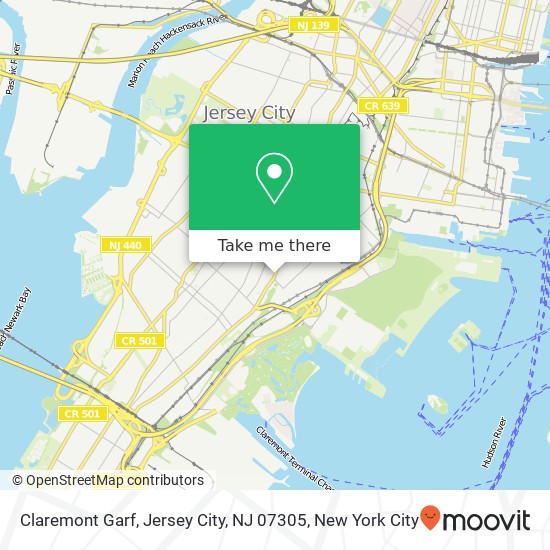 Mapa de Claremont Garf, Jersey City, NJ 07305