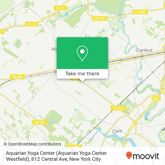 Mapa de Aquarian Yoga Center (Aquarian Yoga Center Westfield), 812 Central Ave