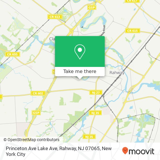 Mapa de Princeton Ave Lake Ave, Rahway, NJ 07065