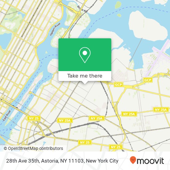 Mapa de 28th Ave 35th, Astoria, NY 11103