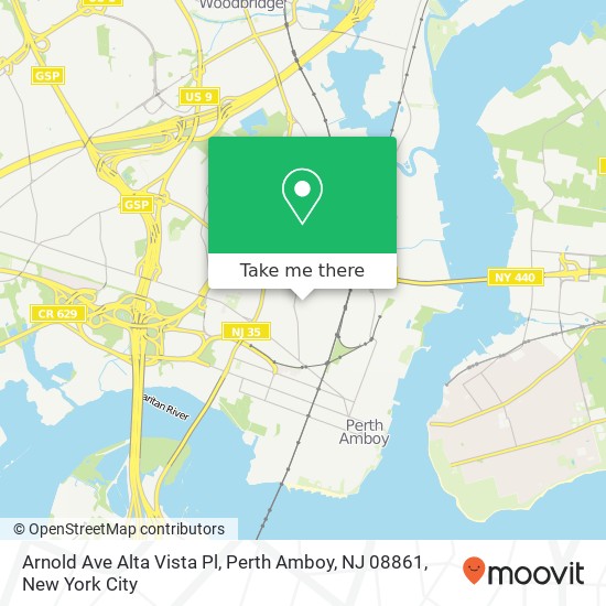 Mapa de Arnold Ave Alta Vista Pl, Perth Amboy, NJ 08861