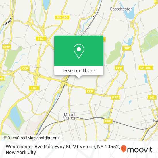 Mapa de Westchester Ave Ridgeway St, Mt Vernon, NY 10552