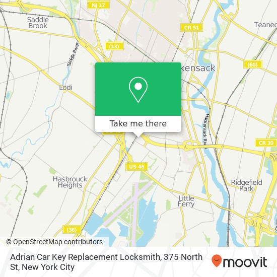 Adrian Car Key Replacement Locksmith, 375 North St map