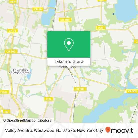 Mapa de Valley Ave Bro, Westwood, NJ 07675