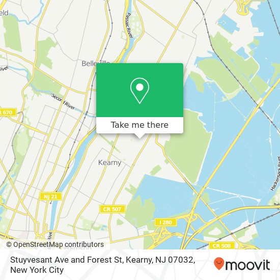 Mapa de Stuyvesant Ave and Forest St, Kearny, NJ 07032