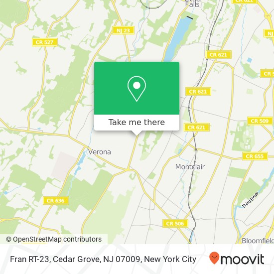 Mapa de Fran RT-23, Cedar Grove, NJ 07009