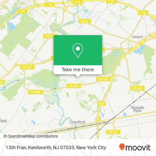 13th Fran, Kenilworth, NJ 07033 map