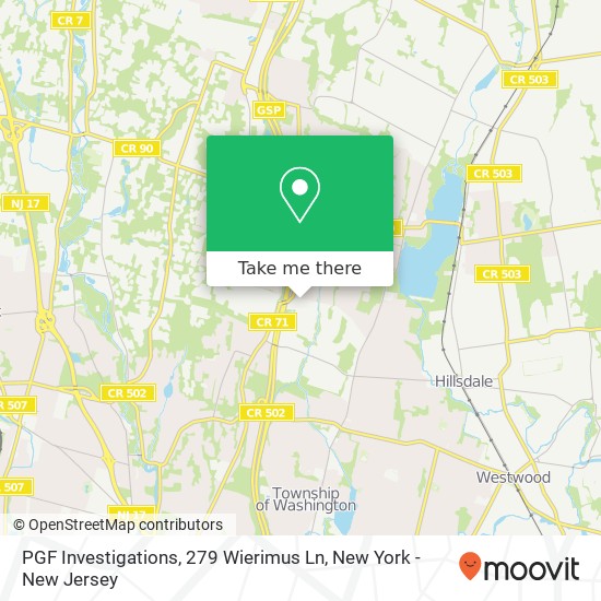Mapa de PGF Investigations, 279 Wierimus Ln