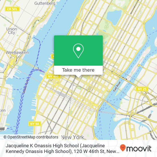 Mapa de Jacqueline K Onassis High School (Jacqueline Kennedy Onassis High School), 120 W 46th St