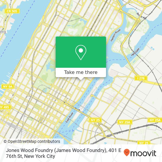 Mapa de Jones Wood Foundry (James Wood Foundry), 401 E 76th St