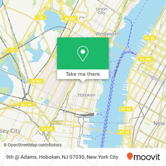 Mapa de 9th @ Adams, Hoboken, NJ 07030