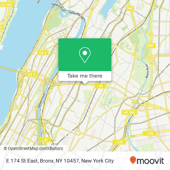 Mapa de E 174 St East, Bronx, NY 10457