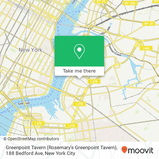 Greenpoint Tavern (Rosemary's Greenpoint Tavern), 188 Bedford Ave map