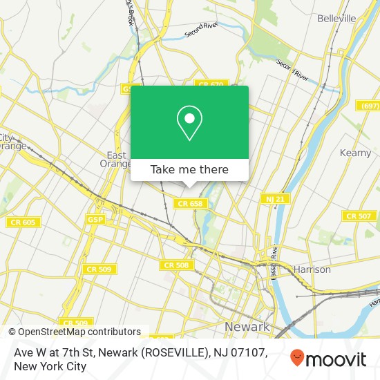 Ave W at 7th St, Newark (ROSEVILLE), NJ 07107 map