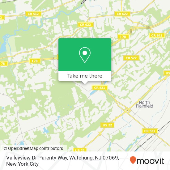 Valleyview Dr Parenty Way, Watchung, NJ 07069 map