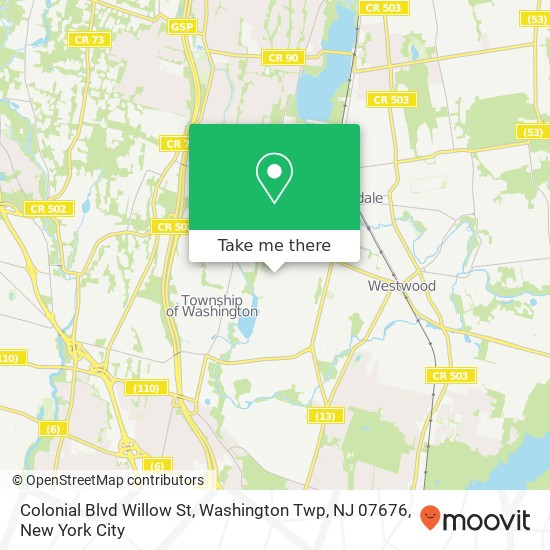 Colonial Blvd Willow St, Washington Twp, NJ 07676 map