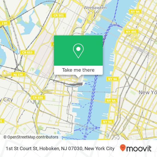 Mapa de 1st St Court St, Hoboken, NJ 07030