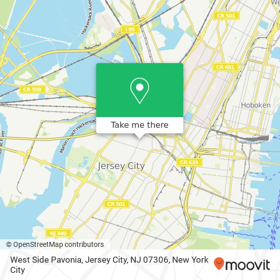 Mapa de West Side Pavonia, Jersey City, NJ 07306