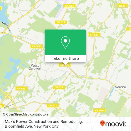 Mapa de Max's Power Construction and Remodeling, Bloomfield Ave