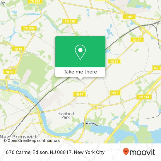 Mapa de 676 Carme, Edison, NJ 08817