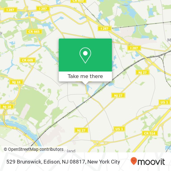 Mapa de 529 Brunswick, Edison, NJ 08817