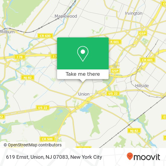 Mapa de 619 Ernst, Union, NJ 07083