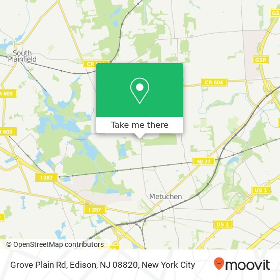 Mapa de Grove Plain Rd, Edison, NJ 08820