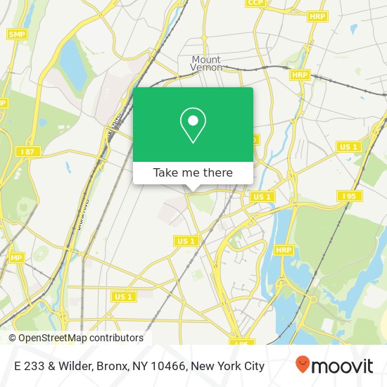 Mapa de E 233 & Wilder, Bronx, NY 10466