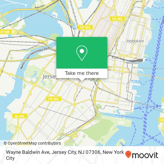 Mapa de Wayne Baldwin Ave, Jersey City, NJ 07306