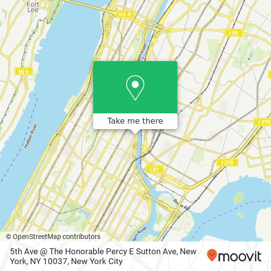 5th Ave @ The Honorable Percy E Sutton Ave, New York, NY 10037 map