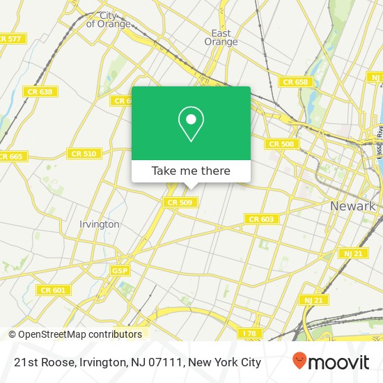 Mapa de 21st Roose, Irvington, NJ 07111