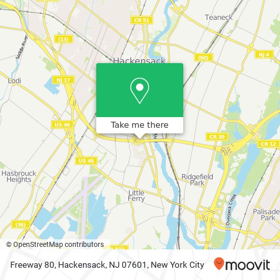 Mapa de Freeway 80, Hackensack, NJ 07601