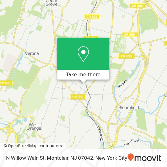 Mapa de N Willow Waln St, Montclair, NJ 07042