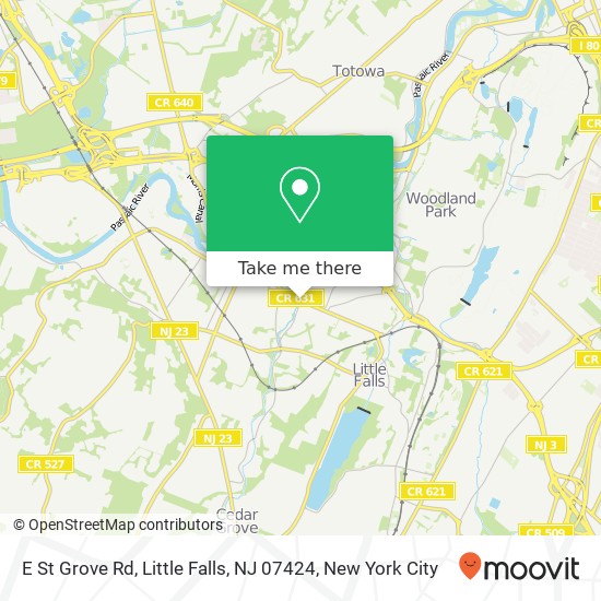 Mapa de E St Grove Rd, Little Falls, NJ 07424