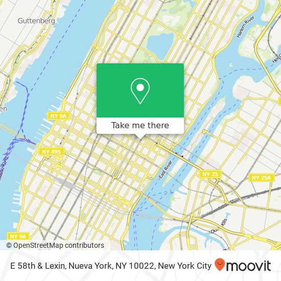 E 58th & Lexin, Nueva York, NY 10022 map