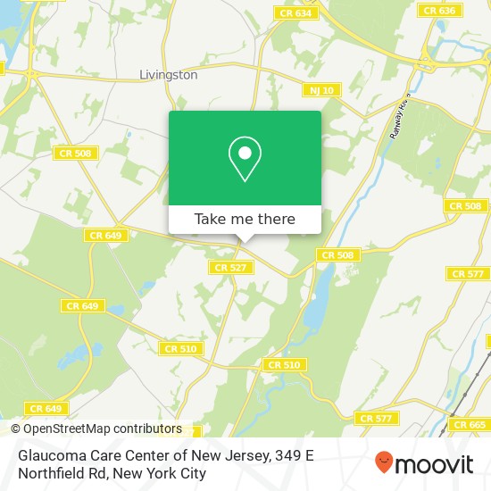 Mapa de Glaucoma Care Center of New Jersey, 349 E Northfield Rd