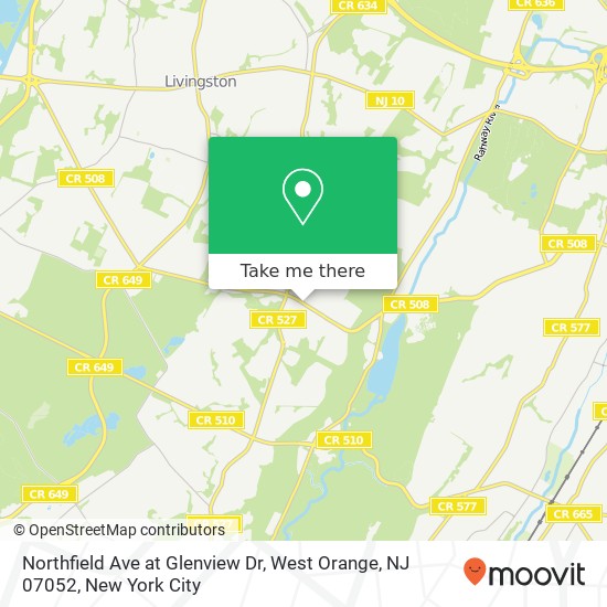 Mapa de Northfield Ave at Glenview Dr, West Orange, NJ 07052