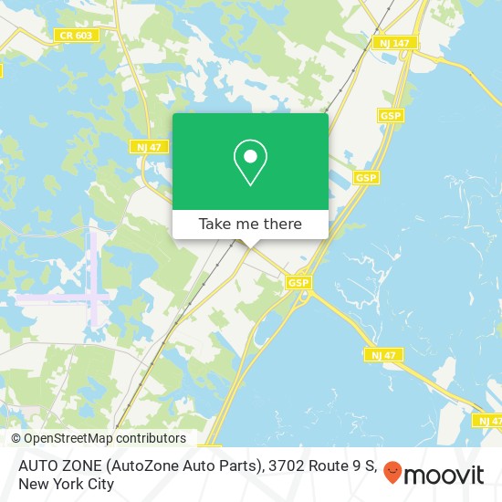 AUTO ZONE (AutoZone Auto Parts), 3702 Route 9 S map